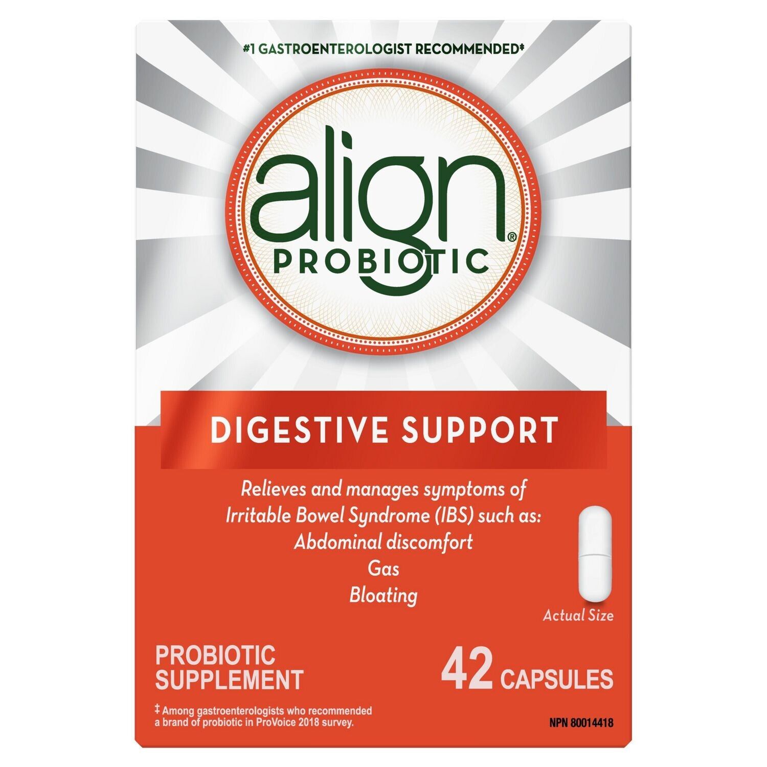 Align Digestive Support Probiotic Capsules Gastrointestinal Health 42 pcs NEW